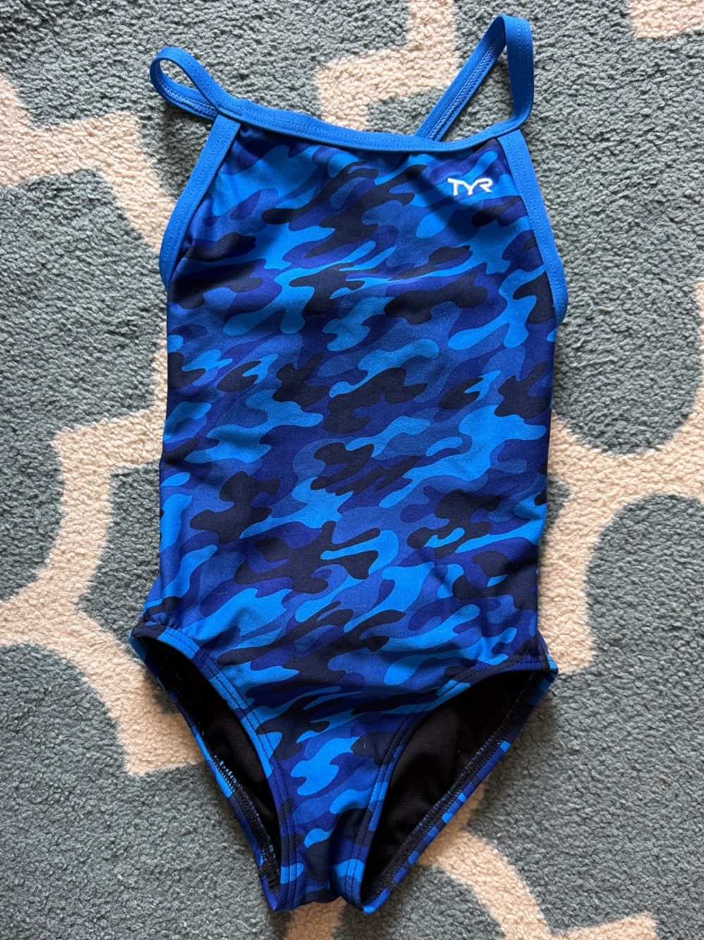 TYR Blue Camo One-Piece Girls' Swim Team Swimsuit